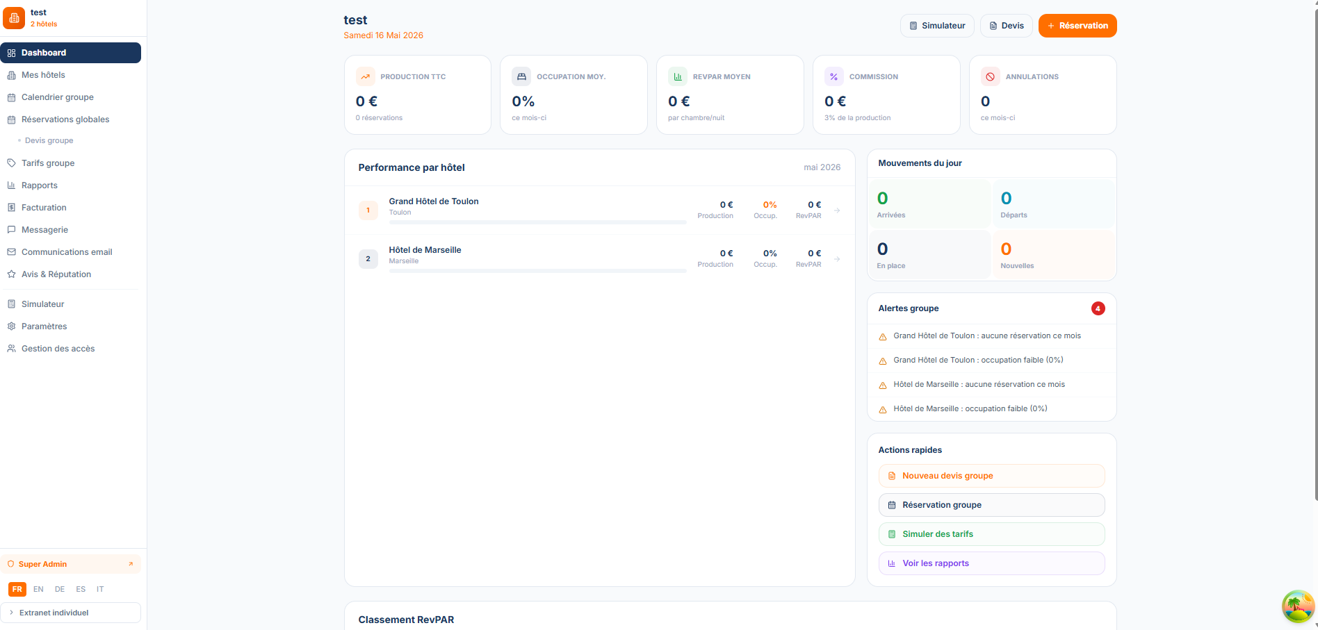 Extranet Groupe — NexusDirect Back Office Manager